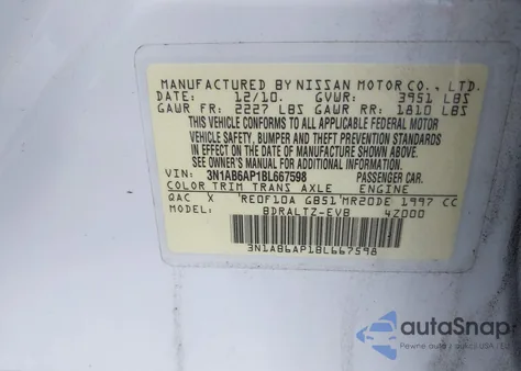 2011 Nissan Sentra 2.0Sr from USA, damaged, VIN 3N1AB6AP1BL667598